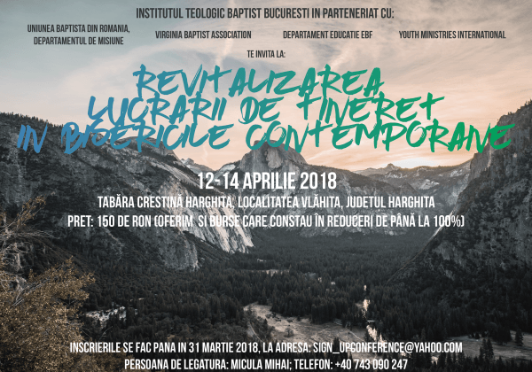 Conferinta pentru lucratorii cu tinerii, Vlahita, 12-14 Aprilie 2018
